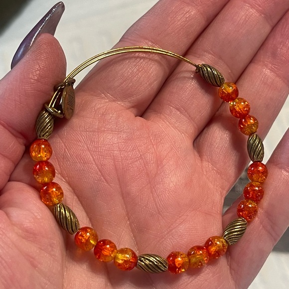 Alex and Ani Red/orange beaded bangle - Picture 2 of 3